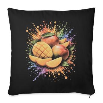 Multicolor Tropical Mango Splash Art - Sofa pillowcase 17,3'' x 17,3'' (45 x 45 cm) - black - Front
