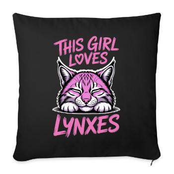 Luchs Sprüche Luchse Mädchen Lustig Luchs Geschenk - Sofakissenbezug 45 x 45 cm - Schwarz - Vorne