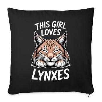 Luchs Sprüche Luchse Mädchen Lustig Luchs Geschenk - Sofakissenbezug 45 x 45 cm - Schwarz - Vorne