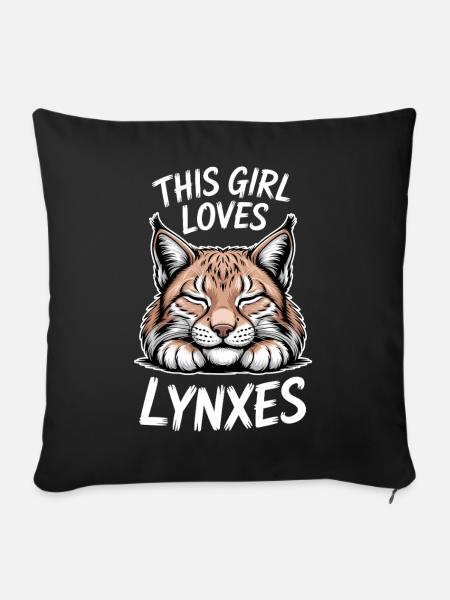 Luchs Sprüche Luchse Mädchen Lustig Luchs Geschenk - Sofakissenbezug 45 x 45 cm - Schwarz