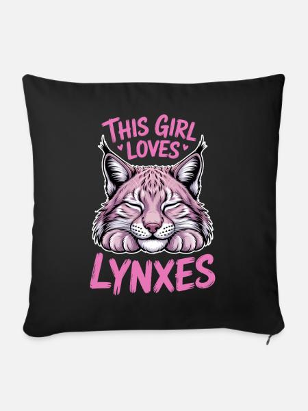 Luchs Sprüche Luchse Mädchen Lustig Luchs Geschenk - Sofakissenbezug 45 x 45 cm - Schwarz