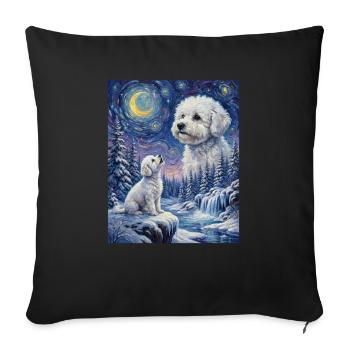 Hurlant à la Lune Mème Chien Bichon Frisé - Housse de coussin décorative 45 x 45 cm - noir - Devant