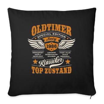Oldtimer Juli 1986 | Geburtstag Geschenk - Sofakissenbezug 45 x 45 cm - Schwarz - Vorne