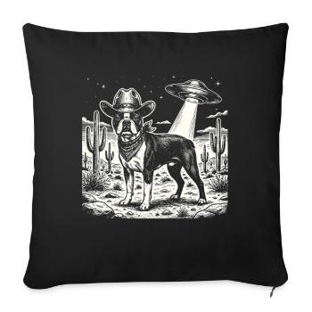 Cowboy Boston Terrier OVNI Amant des chiens drôles - Housse de coussin décorative 45 x 45 cm - noir - Devant