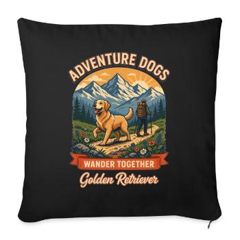 Chiens d’aventure – Golden Retriever Vintage Hiking - Housse de coussin décorative 45 x 45 cm - noir - Devant