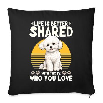 Bichon Frise Dog Breed - Sofa pillowcase 17,3'' x 17,3'' (45 x 45 cm) - black - Front