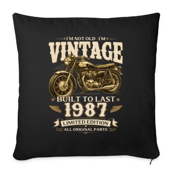Cadeau du 39e anniversaire Biker Vintage 1987 - Housse de coussin décorative 45 x 45 cm - noir - Devant