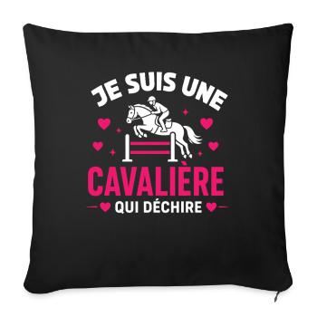 Cavalière qui déchire - Housse de coussin décorative 45 x 45 cm - noir - Devant