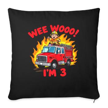 Toddler Fire Truck 3rd Birthday Three - Sofa pillowcase 17,3'' x 17,3'' (45 x 45 cm) - black - Front