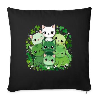 Kleeblatt Katzenbande - Sofakissenbezug 45 x 45 cm - Schwarz - Vorne