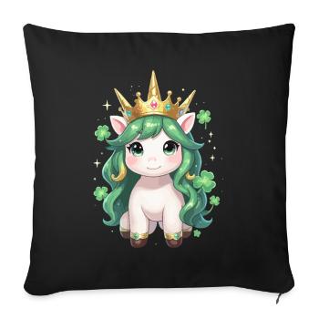 Green Unicorn with Crown St Patrick's Day - Sofa pillowcase 17,3'' x 17,3'' (45 x 45 cm) - black - Front