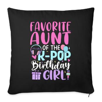 Tante préférée de la fille d’anniversaire de la K-Pop - Housse de coussin décorative 45 x 45 cm - noir - Devant