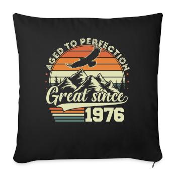 Cadeau d’anniversaire rétro vintage 1976 - Housse de coussin décorative 45 x 45 cm - noir - Devant