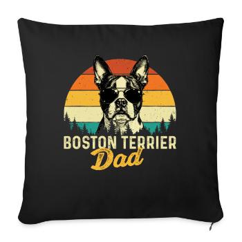 Papa Boston Terrier Père de chien fier Propriétaire - Housse de coussin décorative 45 x 45 cm - noir - Devant