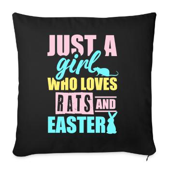 Simplement une fille qui adore les rats et Pâques - Housse de coussin décorative 45 x 45 cm - noir - Devant