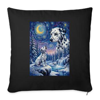 Hurlant à la Lune Mème Chien Dalmatien - Housse de coussin décorative 45 x 45 cm - noir - Devant
