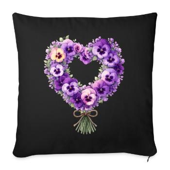 Violette Demenzbewusstseinsblume - Sofakissenbezug 45 x 45 cm - Schwarz - Vorne