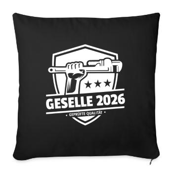 Geselle 2026 – Geprüfte Qualität - Sofakissenbezug 45 x 45 cm - Schwarz - Vorne