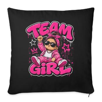 Team Girl Révélation Genre Fille Bébé Cadeau - Housse de coussin décorative 45 x 45 cm - noir - Devant