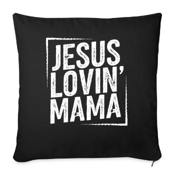 Jésus qui adore le thé de maman - Housse de coussin décorative 45 x 45 cm - noir - Devant