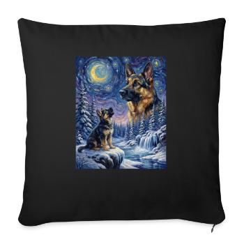 Howling to the Moon Dog German Shepherd - Sofa pillowcase 17,3'' x 17,3'' (45 x 45 cm) - black - Front