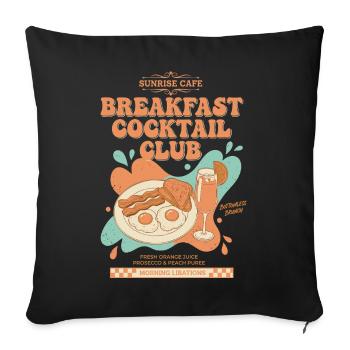 Petit-déjeuner, club de cocktails, brunch, café, bacon, nourriture - Housse de coussin décorative 45 x 45 cm - noir - Devant