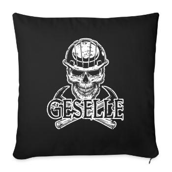 Geselle Totenkopf Handwerk Gesellenprüfung  - Sofakissenbezug 45 x 45 cm - Schwarz - Vorne