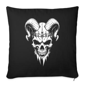 Crâne aux cornes - Housse de coussin décorative 45 x 45 cm - noir - Devant