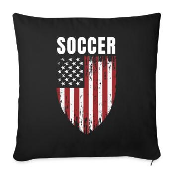Drapeau américain du blason de soccer SOCCER USA - Housse de coussin décorative 45 x 45 cm - noir - Devant