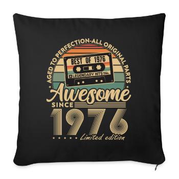 Cadeau d’anniversaire rétro vintage 1976 - Housse de coussin décorative 45 x 45 cm - noir - Devant