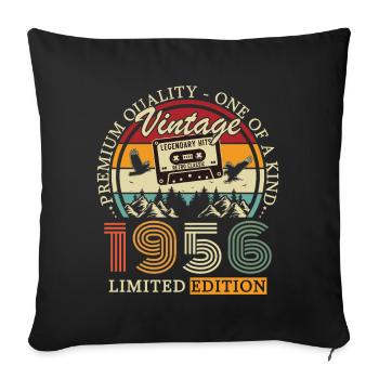 70 Ans 1956 Vintage Rétro Cadeau D'anniversaire - Housse de coussin décorative 45 x 45 cm - noir - Devant
