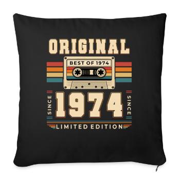 52e anniversaire Gift Man cassette Best of 1974 - Housse de coussin décorative 45 x 45 cm - noir - Devant