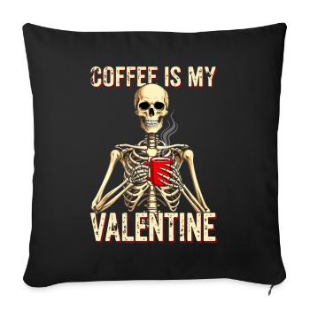 Kaffee ist mein Valentine Skelett - Sofakissenbezug 45 x 45 cm - Schwarz - Vorne