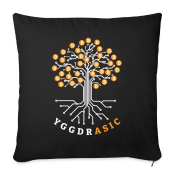 YggdrASIC | Yggdrasil Bitcoin jeu de mots - Housse de coussin décorative 45 x 45 cm - noir - Devant