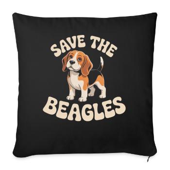 Save the Beagles Cartoon-Tee - Sofakissenbezug 45 x 45 cm - Schwarz - Vorne