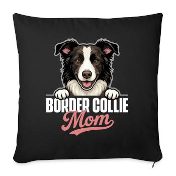 Chien d’agilité de la mère de berger Border Collie - Housse de coussin décorative 45 x 45 cm - noir - Devant