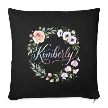Monogramme en écriture florale de Kimberly - Housse de coussin décorative 45 x 45 cm - noir - Devant
