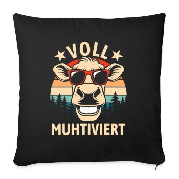 Voll Muhtiviert | Coole Retro Kuh Wortspiel - Sofakissenbezug 45 x 45 cm - Schwarz - Vorne