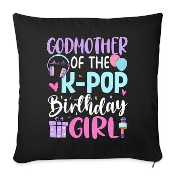 Marraine de la fille d’anniversaire K-Pop - Housse de coussin décorative 45 x 45 cm - noir - Devant