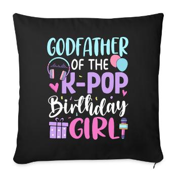 Parrain de la fille d’anniversaire de la K-Pop - Housse de coussin décorative 45 x 45 cm - noir - Devant