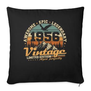 Vintage 1956 Vintage Rétro Cadeau d’anniversaire - Housse de coussin décorative 45 x 45 cm - noir - Devant