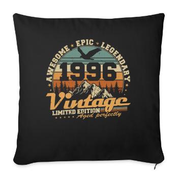 Vintage 1996 Jahrgang Retro Geburtstag Geschenk - Sofakissenbezug 45 x 45 cm - Schwarz - Vorne