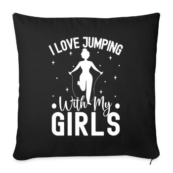 Les accros à la salle adorent sauter avec des filles en calistenie - Housse de coussin décorative 45 x 45 cm - noir - Devant