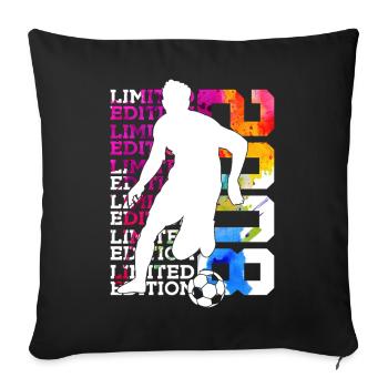 LIMITED EDITION 2008 FUßBALL 18. GEBURTSTAG - Sofakissenbezug 45 x 45 cm - Schwarz - Vorne