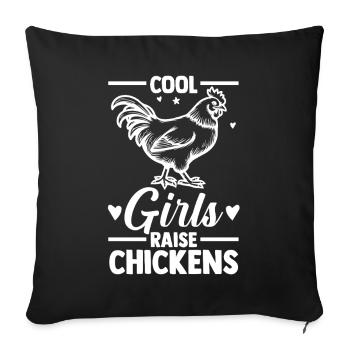 Élevage de coqs, volaille, poulet - Housse de coussin décorative 45 x 45 cm - noir - Devant