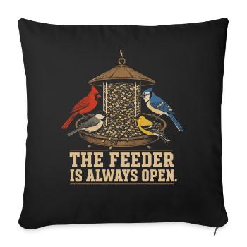 Observation des oiseaux dans le jardin Amoureux des oiseaux - Housse de coussin décorative 45 x 45 cm - noir - Devant