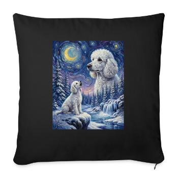 Howling to the Moon Meme Dog Poodle - Sofa pillowcase 17,3'' x 17,3'' (45 x 45 cm) - black - Front