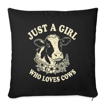 Juste une fille qui aime les vaches - Housse de coussin décorative 45 x 45 cm - noir - Devant