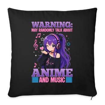 Anime et musique Chibi - Housse de coussin décorative 45 x 45 cm - noir - Devant