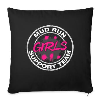 Équipe de soutien filles de course dans la boue Schlammlauf Muddy Race - Housse de coussin décorative 45 x 45 cm - noir - Devant